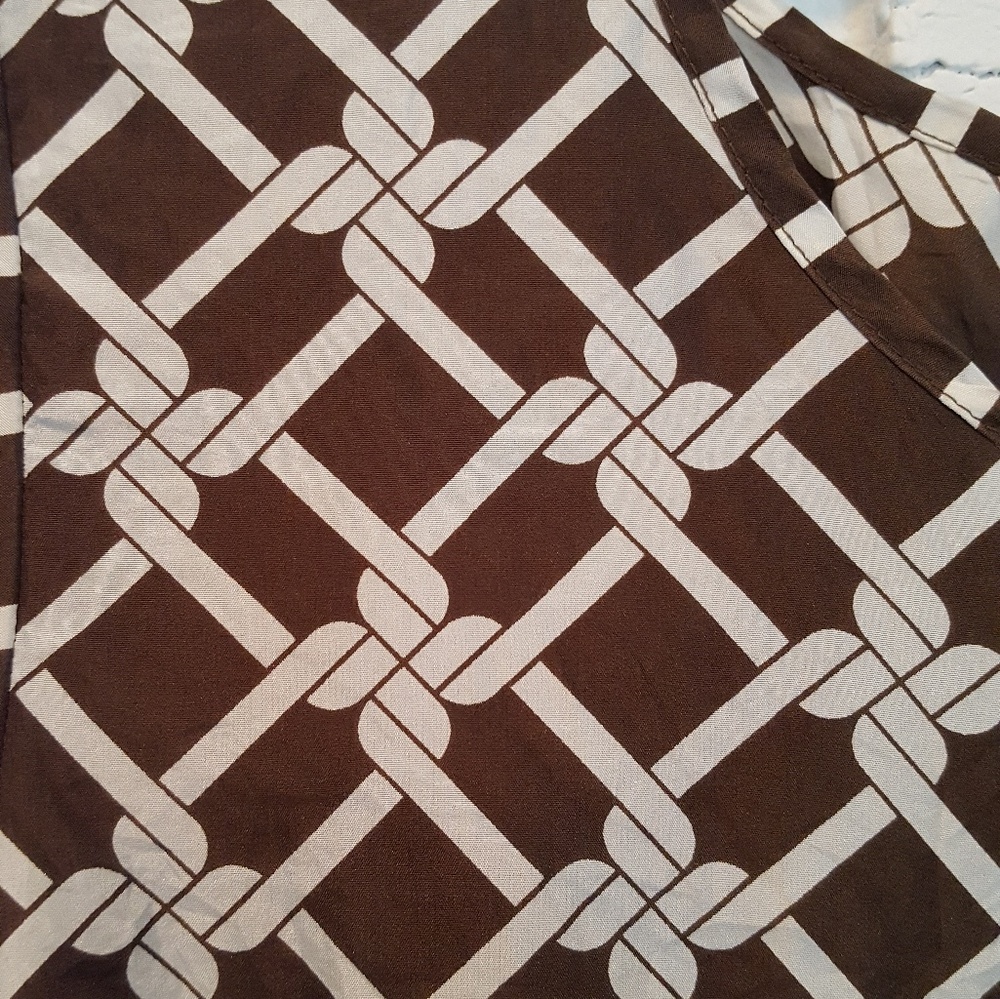 BANANA REPUBLIC silk brown and white top - Picture 3 of 5